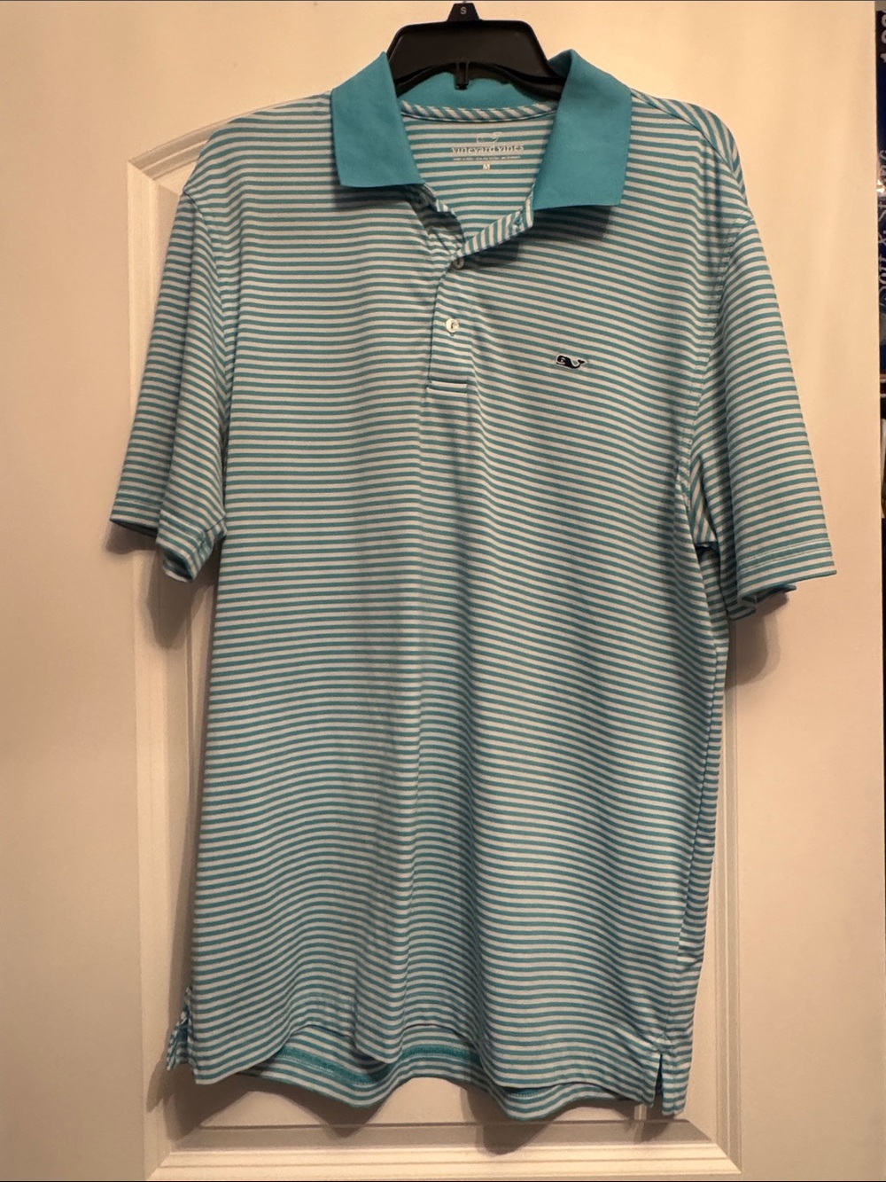Vineyard Vines Light Aqua & White Striped Polo